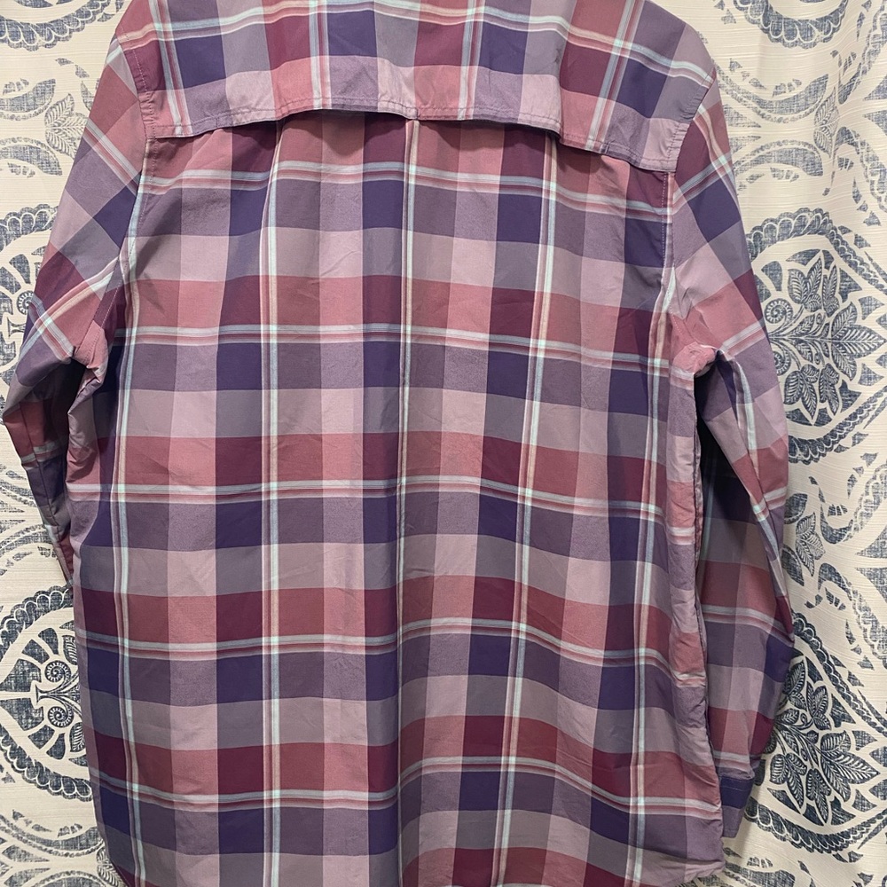 Eddie Bauer Purple Plaid Button-Down Shirt - Picture 3 of 6